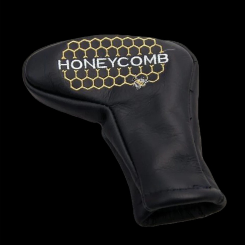 Honeycomb Black Putter Headcover with Yellow Embroidery